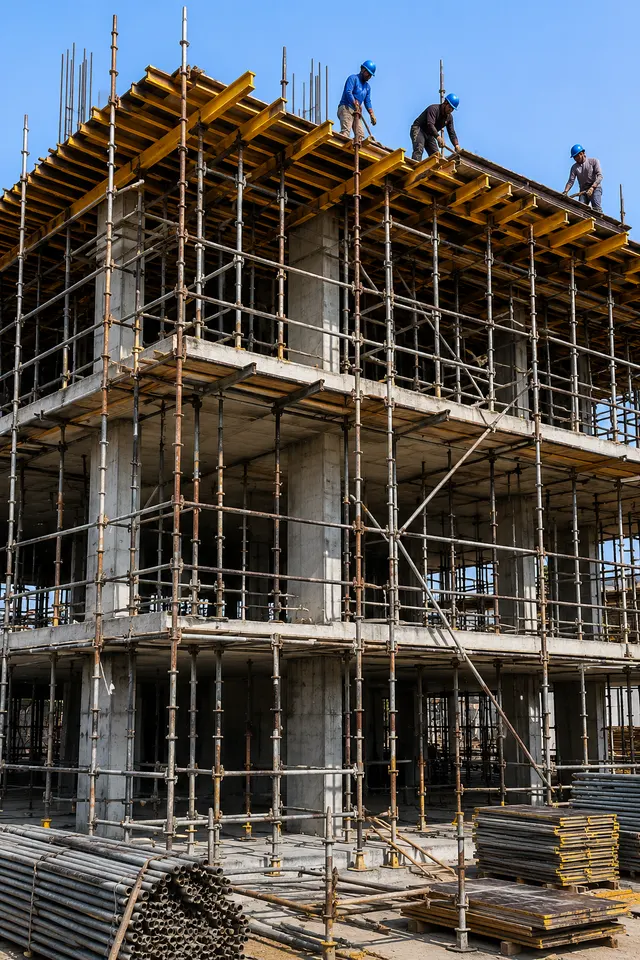 نصب داربست فلزی و کفراژ در پروژه ساختمانی